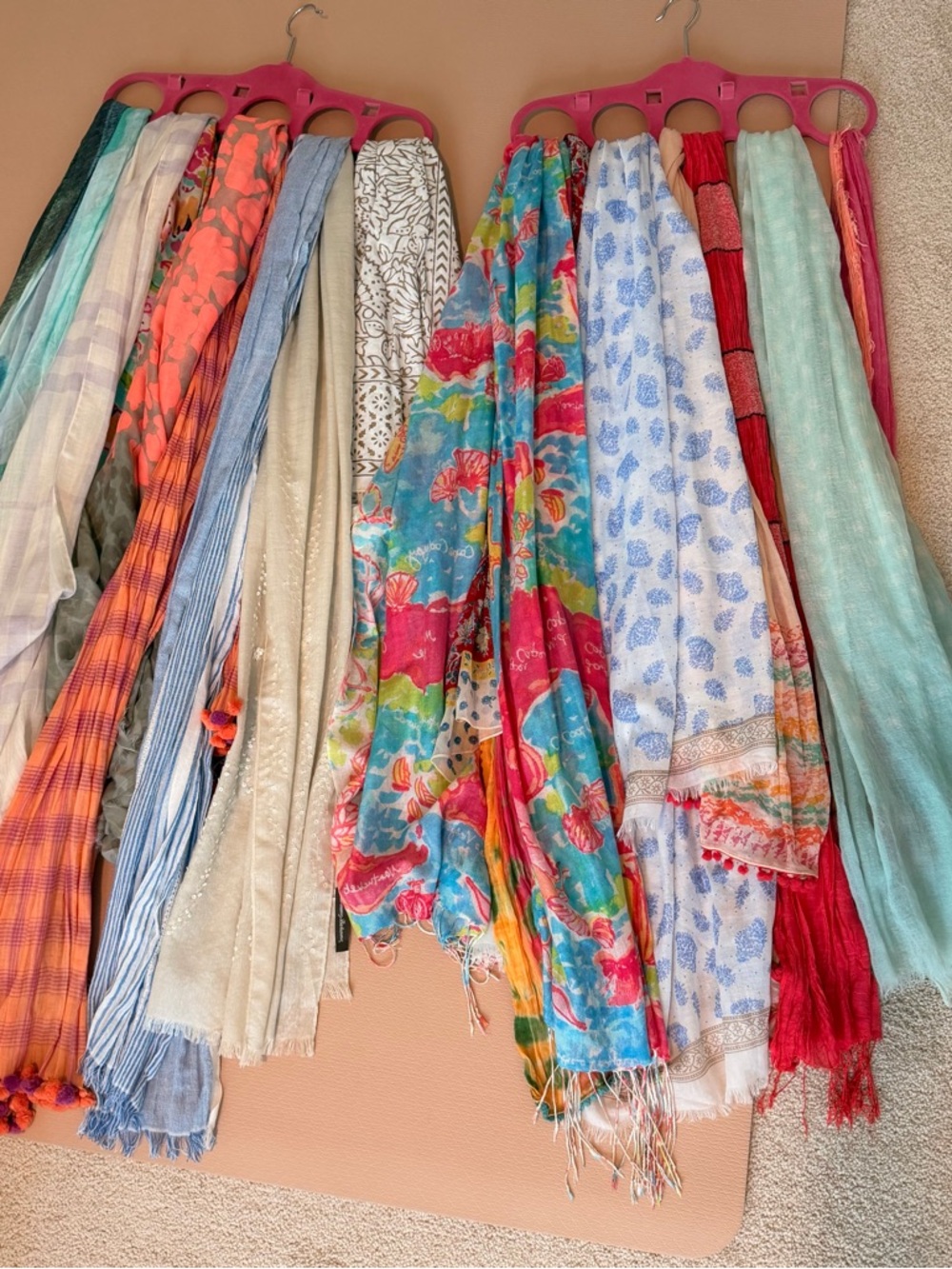 Colorful Mixed Spring Summer Silk Scarf Collection Bright Floral & Pastel Prints